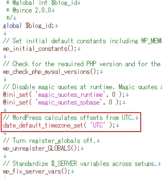wp-setting.phpにある、Wordpressのデフォルトタイムゾーン